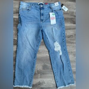 NWT Hi-Rise Relaxed Straight “The Retro” Denim Jeans Frayed Hem Plus Size 20